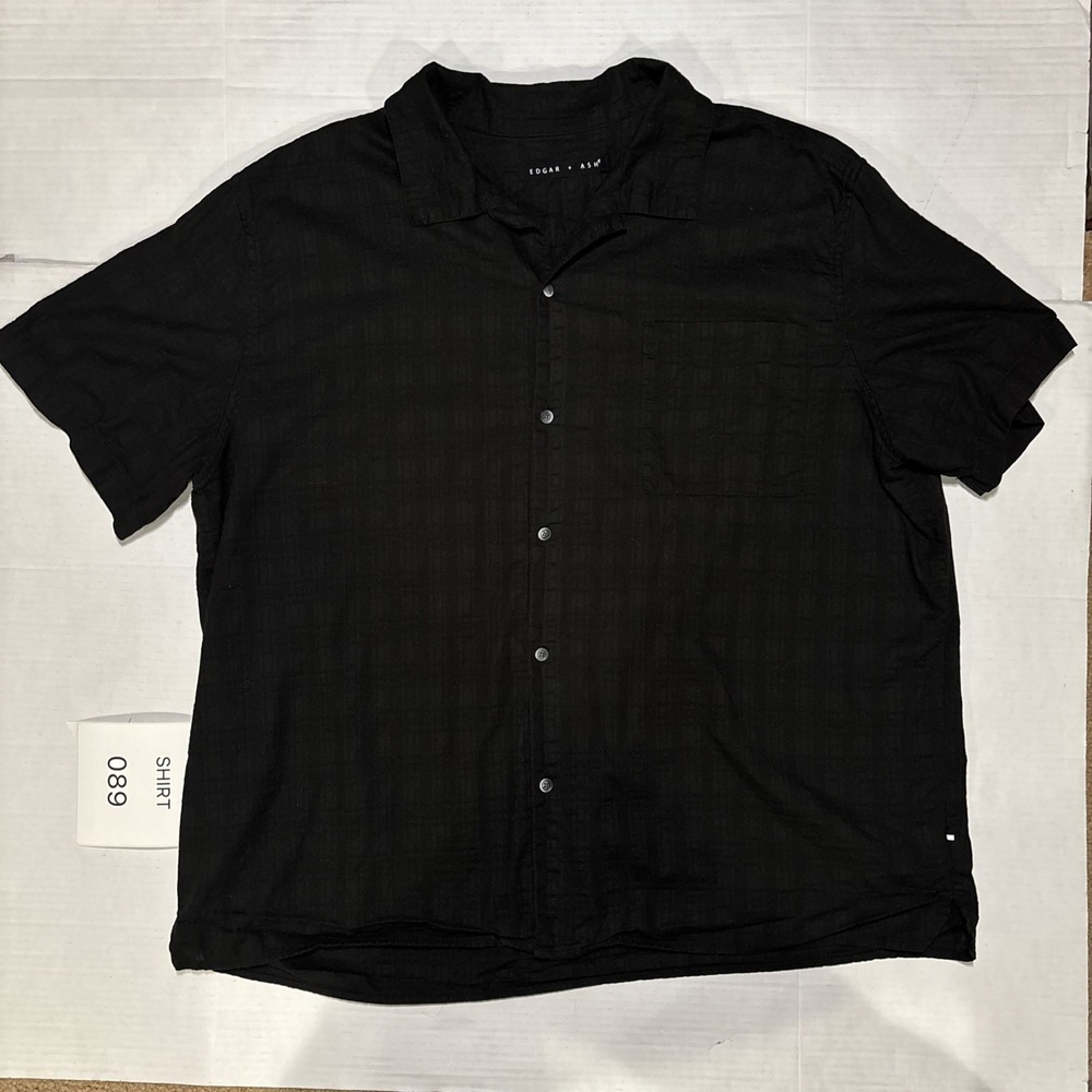 Edgar + Ash Black Textured Short Sleeve Button Up Shirt Men's 2XL Casual